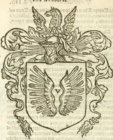 An illustration from Workes of armorie : deuyded into three bookes, entituled, the Concordes of armorie, the Armorie of honor, and of Coates and creastes (1572)