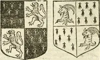 An illustration from Workes of armorie : deuyded into three bookes, entituled, the Concordes of armorie, the Armorie of honor, and of Coates and creastes (1572)
