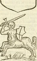 An illustration from Workes of armorie : deuyded into three bookes, entituled, the Concordes of armorie, the Armorie of honor, and of Coates and creastes (1572)