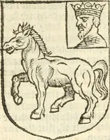 An illustration from Workes of armorie : deuyded into three bookes, entituled, the Concordes of armorie, the Armorie of honor, and of Coates and creastes (1572)