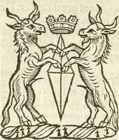 An illustration from Workes of armorie : deuyded into three bookes, entituled, the Concordes of armorie, the Armorie of honor, and of Coates and creastes (1572)