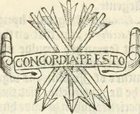 An illustration from Workes of armorie : deuyded into three bookes, entituled, the Concordes of armorie, the Armorie of honor, and of Coates and creastes (1572)