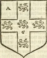 An illustration from Workes of armorie : deuyded into three bookes, entituled, the Concordes of armorie, the Armorie of honor, and of Coates and creastes (1572)