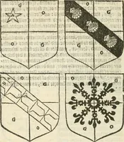 An illustration from Workes of armorie : deuyded into three bookes, entituled, the Concordes of armorie, the Armorie of honor, and of Coates and creastes (1572)