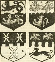 An illustration from Workes of armorie : deuyded into three bookes, entituled, the Concordes of armorie, the Armorie of honor, and of Coates and creastes (1572)