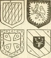 An illustration from Workes of armorie : deuyded into three bookes, entituled, the Concordes of armorie, the Armorie of honor, and of Coates and creastes (1572)
