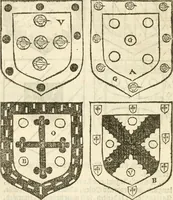 An illustration from Workes of armorie : deuyded into three bookes, entituled, the Concordes of armorie, the Armorie of honor, and of Coates and creastes (1572)