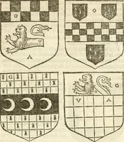 An illustration from Workes of armorie : deuyded into three bookes, entituled, the Concordes of armorie, the Armorie of honor, and of Coates and creastes (1572)