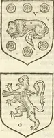 An illustration from Workes of armorie : deuyded into three bookes, entituled, the Concordes of armorie, the Armorie of honor, and of Coates and creastes (1572)