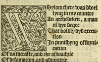 An illustration from The workes of Geffray Chaucer : newlye printed, wyth dyuers workes whych were neuer in print before : as in the table more playnly doth appere (1542)