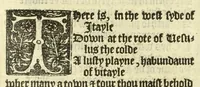 An illustration from The workes of Geffray Chaucer : newlye printed, wyth dyuers workes whych were neuer in print before : as in the table more playnly doth appere (1542)