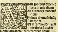 An illustration from The workes of Geffray Chaucer : newlye printed, wyth dyuers workes whych were neuer in print before : as in the table more playnly doth appere (1542)