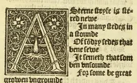 An illustration from The workes of Geffray Chaucer : newlye printed, wyth dyuers workes whych were neuer in print before : as in the table more playnly doth appere (1542)