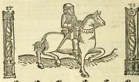 An illustration from The workes of Geffray Chaucer : newlye printed, wyth dyuers workes whych were neuer in print before : as in the table more playnly doth appere (1542)