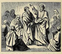 An illustration from Wowapi wakan ptecedan oyakapi kin. Bible history in the Sioux Indian language (1897)
