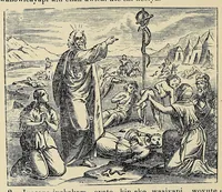 An illustration from Wowapi wakan ptecedan oyakapi kin. Bible history in the Sioux Indian language (1897)