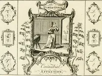 Picture 41 of 48 from Writing and drawing made easy, amusing and instructive : containing the whole alphabet in all the characters now us'd, both in printing and penmanship : each illustrated by emblematic devices and moral copies : calculated for the user of schools and curiously engraved by the best hands ... (1750), leaf 87