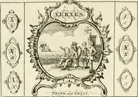 Picture 45 of 48 from Writing and drawing made easy, amusing and instructive : containing the whole alphabet in all the characters now us'd, both in printing and penmanship : each illustrated by emblematic devices and moral copies : calculated for the user of schools and curiously engraved by the best hands ... (1750), leaf 99