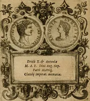 An illustration from XII. primorvm Caesarvm et LXIIII ipsorvm vxorvm et parentum ex antiquis numismatibus, in aere incisae, effigies : atque eorundem earundemque vitae & res gestae, ex varijs authoribus collectae per Levinvm Hvlsivm .. (1597)