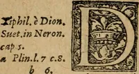 An illustration from XII. primorvm Caesarvm et LXIIII ipsorvm vxorvm et parentum ex antiquis numismatibus, in aere incisae, effigies : atque eorundem earundemque vitae & res gestae, ex varijs authoribus collectae per Levinvm Hvlsivm .. (1597)