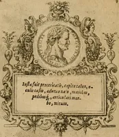 An illustration from XII. primorvm Caesarvm et LXIIII ipsorvm vxorvm et parentum ex antiquis numismatibus, in aere incisae, effigies : atque eorundem earundemque vitae & res gestae, ex varijs authoribus collectae per Levinvm Hvlsivm .. (1597)
