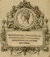 An illustration from XII. primorvm Caesarvm et LXIIII ipsorvm vxorvm et parentum ex antiquis numismatibus, in aere incisae, effigies : atque eorundem earundemque vitae & res gestae, ex varijs authoribus collectae per Levinvm Hvlsivm .. (1597)