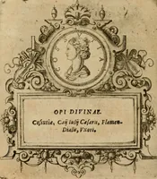 An illustration from XII. primorvm Caesarvm et LXIIII ipsorvm vxorvm et parentum ex antiquis numismatibus, in aere incisae, effigies : atque eorundem earundemque vitae & res gestae, ex varijs authoribus collectae per Levinvm Hvlsivm .. (1597)