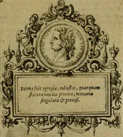 An illustration from XII. primorvm Caesarvm et LXIIII ipsorvm vxorvm et parentum ex antiquis numismatibus, in aere incisae, effigies : atque eorundem earundemque vitae & res gestae, ex varijs authoribus collectae per Levinvm Hvlsivm .. (1597)