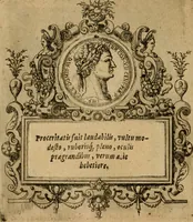 An illustration from XII. primorvm Caesarvm et LXIIII ipsorvm vxorvm et parentum ex antiquis numismatibus, in aere incisae, effigies : atque eorundem earundemque vitae & res gestae, ex varijs authoribus collectae per Levinvm Hvlsivm .. (1597)
