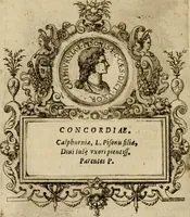 An illustration from XII. primorvm Caesarvm et LXIIII ipsorvm vxorvm et parentum ex antiquis numismatibus, in aere incisae, effigies : atque eorundem earundemque vitae & res gestae, ex varijs authoribus collectae per Levinvm Hvlsivm .. (1597)