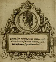 An illustration from XII. primorvm Caesarvm et LXIIII ipsorvm vxorvm et parentum ex antiquis numismatibus, in aere incisae, effigies : atque eorundem earundemque vitae & res gestae, ex varijs authoribus collectae per Levinvm Hvlsivm .. (1597)