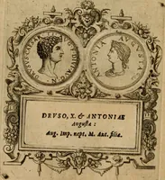 An illustration from XII. primorvm Caesarvm et LXIIII ipsorvm vxorvm et parentum ex antiquis numismatibus, in aere incisae, effigies : atque eorundem earundemque vitae & res gestae, ex varijs authoribus collectae per Levinvm Hvlsivm .. (1597)