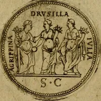 An illustration from XII. primorvm Caesarvm et LXIIII ipsorvm vxorvm et parentum ex antiquis numismatibus, in aere incisae, effigies : atque eorundem earundemque vitae & res gestae, ex varijs authoribus collectae per Levinvm Hvlsivm .. (1597)