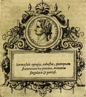 An illustration from XII primorvm Caesarvm et LXIIII. Ipsorvm vxorvm et parentum ex antiquis numismatibus, in aere incisae, effigies: atque eorundem earundemque vitae & res gestae, ex varijs authoribus (1597)