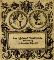An illustration from XII primorvm Caesarvm et LXIIII. Ipsorvm vxorvm et parentum ex antiquis numismatibus, in aere incisae, effigies: atque eorundem earundemque vitae & res gestae, ex varijs authoribus (1597)