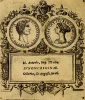 An illustration from XII primorvm Caesarvm et LXIIII. Ipsorvm vxorvm et parentum ex antiquis numismatibus, in aere incisae, effigies: atque eorundem earundemque vitae & res gestae, ex varijs authoribus (1597)