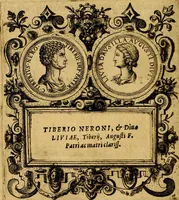 An illustration from XII primorvm Caesarvm et LXIIII. Ipsorvm vxorvm et parentum ex antiquis numismatibus, in aere incisae, effigies: atque eorundem earundemque vitae & res gestae, ex varijs authoribus (1597)