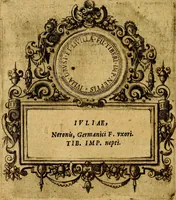 An illustration from XII primorvm Caesarvm et LXIIII. Ipsorvm vxorvm et parentum ex antiquis numismatibus, in aere incisae, effigies: atque eorundem earundemque vitae & res gestae, ex varijs authoribus (1597)