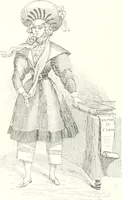 An illustration from XIXe [i.e. Dix-neuvième] siècle (en France); classes - moeurs - usages - costumes - inventions. Ouvrage illustré d'un front. chromotypographique, de 16 planches coloriées aux patrons, de 36 entetes et lettres ornées et de 487 gravures (dont 24 tirées hors texte) d'après les principaux artistes du siècle (1893)