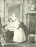 An illustration from XIXe [i.e. Dix-neuvième] siècle (en France); classes - moeurs - usages - costumes - inventions. Ouvrage illustré d'un front. chromotypographique, de 16 planches coloriées aux patrons, de 36 entetes et lettres ornées et de 487 gravures (dont 24 tirées hors texte) d'après les principaux artistes du siècle (1893)