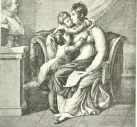 An illustration from XIXe [i.e. Dix-neuvième] siècle (en France); classes - moeurs - usages - costumes - inventions. Ouvrage illustré d'un front. chromotypographique, de 16 planches coloriées aux patrons, de 36 entetes et lettres ornées et de 487 gravures (dont 24 tirées hors texte) d'après les principaux artistes du siècle (1893)