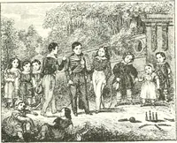 An illustration from XIXe [i.e. Dix-neuvième] siècle (en France); classes - moeurs - usages - costumes - inventions. Ouvrage illustré d'un front. chromotypographique, de 16 planches coloriées aux patrons, de 36 entetes et lettres ornées et de 487 gravures (dont 24 tirées hors texte) d'après les principaux artistes du siècle (1893)