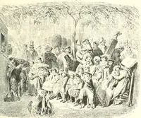 An illustration from XIXe [i.e. Dix-neuvième] siècle (en France); classes - moeurs - usages - costumes - inventions. Ouvrage illustré d'un front. chromotypographique, de 16 planches coloriées aux patrons, de 36 entetes et lettres ornées et de 487 gravures (dont 24 tirées hors texte) d'après les principaux artistes du siècle (1893)