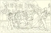An illustration from XIXe [i.e. Dix-neuvième] siècle (en France); classes - moeurs - usages - costumes - inventions. Ouvrage illustré d'un front. chromotypographique, de 16 planches coloriées aux patrons, de 36 entetes et lettres ornées et de 487 gravures (dont 24 tirées hors texte) d'après les principaux artistes du siècle (1893)