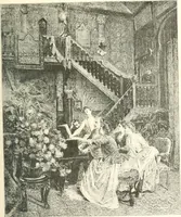 An illustration from XIXe [i.e. Dix-neuvième] siècle (en France); classes - moeurs - usages - costumes - inventions. Ouvrage illustré d'un front. chromotypographique, de 16 planches coloriées aux patrons, de 36 entetes et lettres ornées et de 487 gravures (dont 24 tirées hors texte) d'après les principaux artistes du siècle (1893)