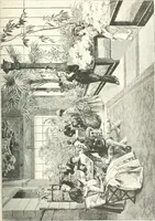 An illustration from XIXe [i.e. Dix-neuvième] siècle (en France); classes - moeurs - usages - costumes - inventions. Ouvrage illustré d'un front. chromotypographique, de 16 planches coloriées aux patrons, de 36 entetes et lettres ornées et de 487 gravures (dont 24 tirées hors texte) d'après les principaux artistes du siècle (1893)
