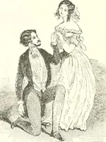 An illustration from XIXe [i.e. Dix-neuvième] siècle (en France); classes - moeurs - usages - costumes - inventions. Ouvrage illustré d'un front. chromotypographique, de 16 planches coloriées aux patrons, de 36 entetes et lettres ornées et de 487 gravures (dont 24 tirées hors texte) d'après les principaux artistes du siècle (1893)