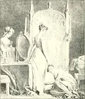 An illustration from XIXe [i.e. Dix-neuvième] siècle (en France); classes - moeurs - usages - costumes - inventions. Ouvrage illustré d'un front. chromotypographique, de 16 planches coloriées aux patrons, de 36 entetes et lettres ornées et de 487 gravures (dont 24 tirées hors texte) d'après les principaux artistes du siècle (1893)