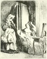 An illustration from XIXe [i.e. Dix-neuvième] siècle (en France); classes - moeurs - usages - costumes - inventions. Ouvrage illustré d'un front. chromotypographique, de 16 planches coloriées aux patrons, de 36 entetes et lettres ornées et de 487 gravures (dont 24 tirées hors texte) d'après les principaux artistes du siècle (1893)