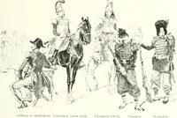 An illustration from XIXe [i.e. Dix-neuvième] siècle (en France); classes - moeurs - usages - costumes - inventions. Ouvrage illustré d'un front. chromotypographique, de 16 planches coloriées aux patrons, de 36 entetes et lettres ornées et de 487 gravures (dont 24 tirées hors texte) d'après les principaux artistes du siècle (1893)
